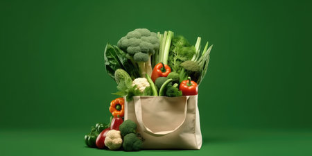 Fresh vegetables in a reusable bag. Vegetarianism, healthy eating. Eco-products storeの素材