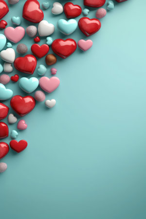 Heart-shaped chocolates. A festive banner for Valentines Day. Love. Copy spaceの素材