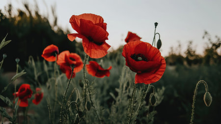 A poppy field in the sun. Nature, the natural backgroundの素材