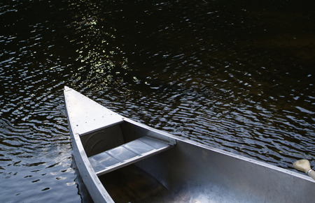 front of a canoe looking out into the water の写真素材