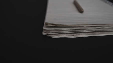 white, paper, business, black, design, desktop, dark, background, notepad, flat lay, pen, spring, moody, office, document, print, letter, pagesの写真素材