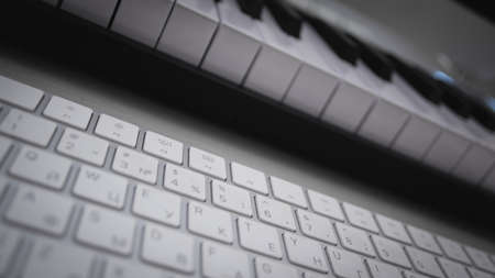 Close up view of keyboard and keys of a digital piano. Music conceptの写真素材