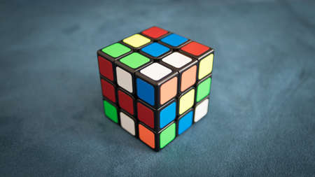 Rubik's cube on a dark background. 3d rendering.の写真素材