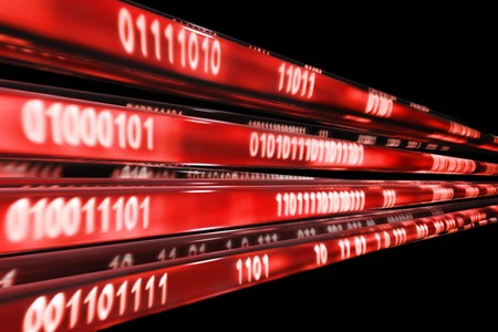 Composition of red wires transfering dataの写真素材