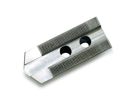 Chuck jaw as a product of CNC machining. Isolated on white background.の写真素材