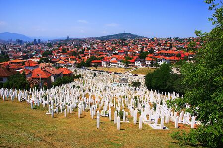 Martyrs' memorial cemetery Kovaci in Sarajevo, Europe.の写真素材