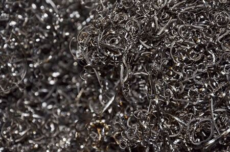 Metal waste from CNC machining as a backgroundの写真素材