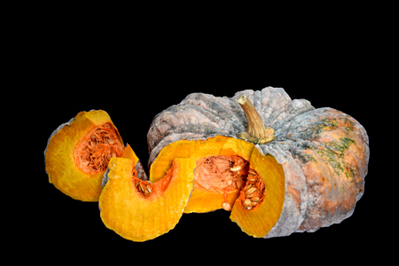 pumpkin isolated on black backgroundの写真素材