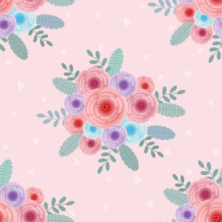 Cute pastel vintage flowers seamless pattern backgroundのイラスト素材