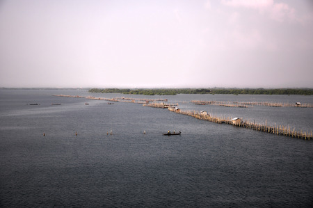 Fish cage at chantaburi riverの写真素材