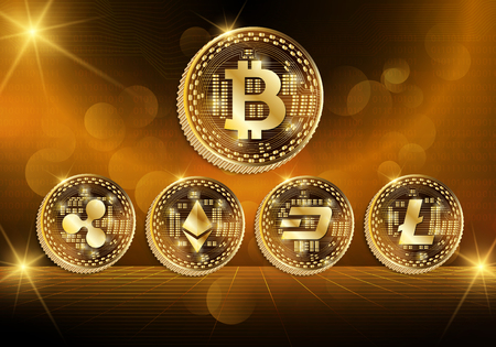 Cryptocurrency technology concept, abstract background. Illustration use for decorating websites, applications and graphics.のイラスト素材