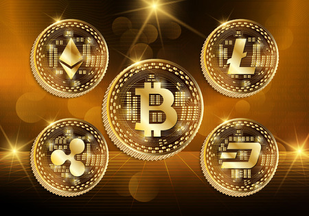Cryptocurrency technology concept, abstract background. Illustration use for decorating websites, applications and graphics.のイラスト素材