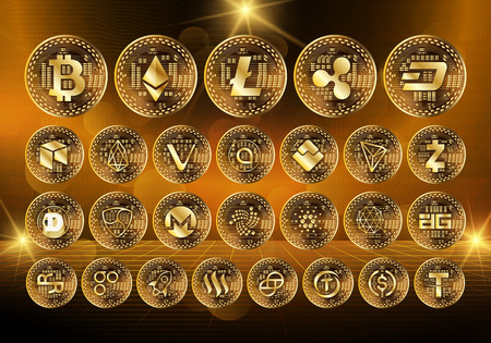 Cryptocurrency technology concept, abstract background. Illustration use for decorating websites, applications and graphics.のイラスト素材