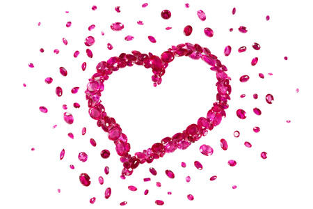 Heart shape formed by a collection of precious red rubies