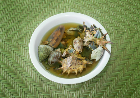 Exotic seafood dish from the Philippines containing various tropical shellfish
