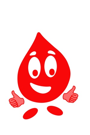 Smiling drop of blood cell in gesturing ok, health conceptの写真素材