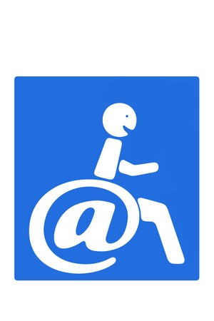 Internet as connection with world for invalid peopleの写真素材