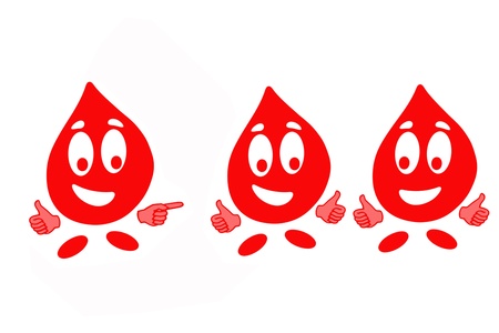 Smiling drop of blood cell in gesturing OK, health conceptの写真素材