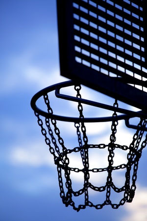 Street basketball board and cloudy eveningの写真素材