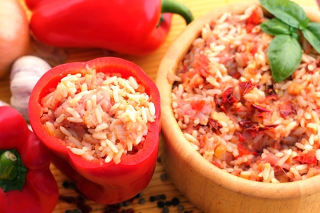 Hungarian delicacy, stuffed red pepper  の写真素材