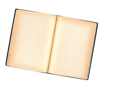 Old damage copybook on white, paper textureの写真素材