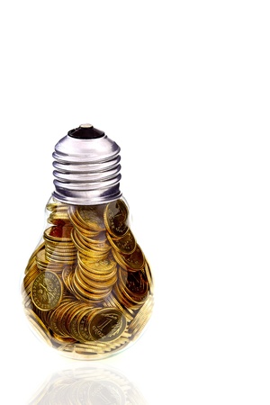 Traditional glass bulb and energy savingsの写真素材
