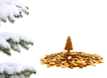 Golden tree of happiness for yours christmas timeの写真素材