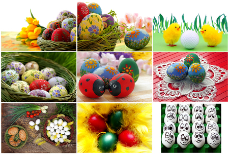 Easter eggs collection, spring and traditionの写真素材