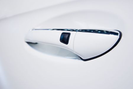 Door handle of the white luxury carの写真素材