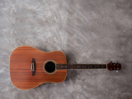 Wood guitar with white background, mortarの写真素材