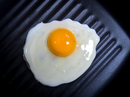 The eggs are on the pan.の写真素材