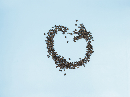 coffee beans on blue backgroundの写真素材