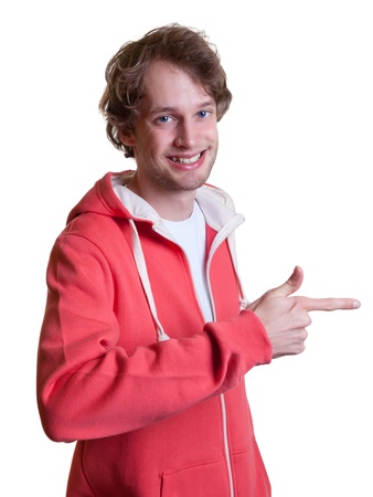 Young student pointing somethingの写真素材
