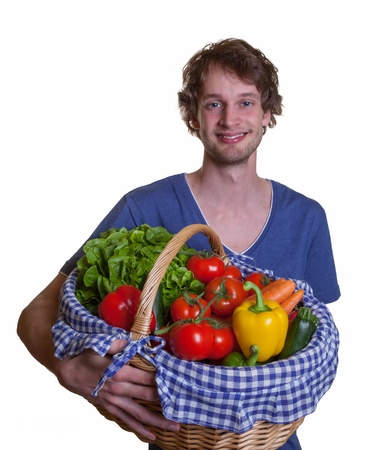 Smiling german guy with his vegetableの写真素材