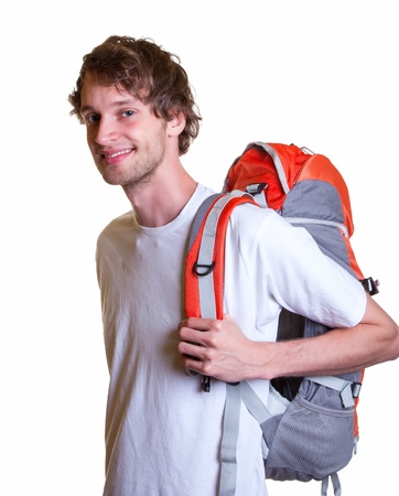 Smiling backpackerの写真素材