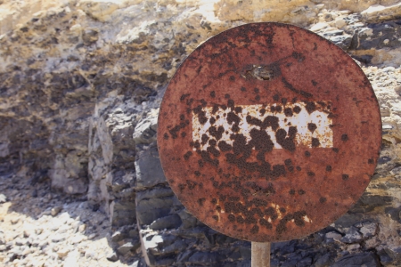 Weathered road sign from the 50sの写真素材