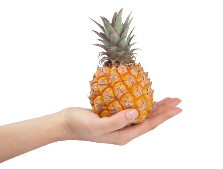 Fresh baby pineapple in a handの写真素材