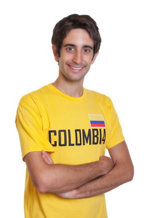 Laughing guy from Colombia with crossed armsの写真素材