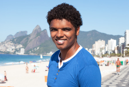 Man from Rio de Janeiro at Ipanema beachの写真素材