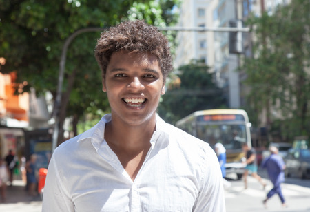Laughing man from Rio de Janeiro in the city