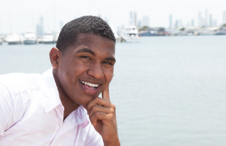 Attractive caribbean guy outsideの写真素材