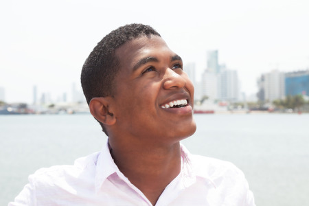 Dreaming caribbean guy outsideの写真素材