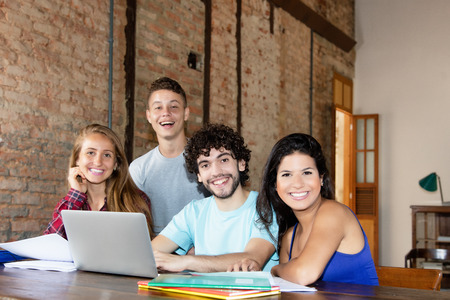Portrait of group of young caucasian studentsの写真素材