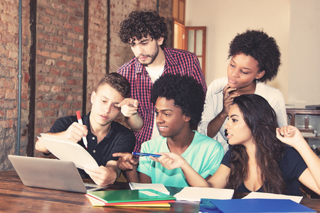 Group of international students in discussionの写真素材