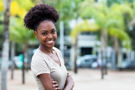 Pretty caribbean woman with afro hairの写真素材
