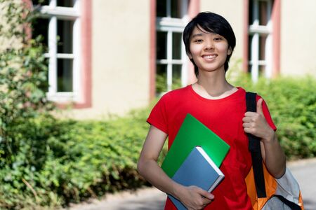 Young east asian exchange student in Germanyの写真素材