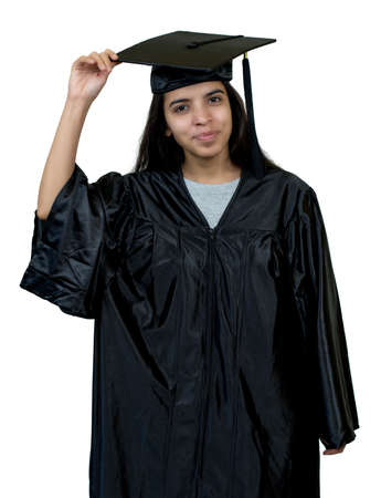 Successful graduate computer science student from India with academic dressの写真素材