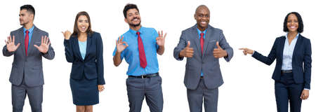 Set of 5 hispanic and african and latin american businessman and businesswomanの写真素材