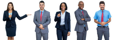 Set of 5 african american and latin and hispanic businessman and businesswomanの写真素材