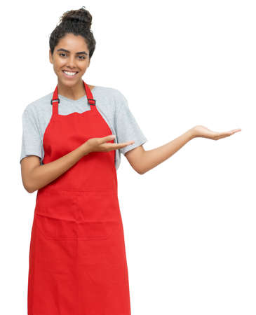 Presenting brazilian waitress or female clerkの写真素材
